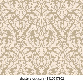 Vintage damask seamless pattern element. Cream color. Elegant luxury texture for wallpapers, backgrounds and page fill. 