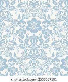 Vintage damask seamless pattern featuring elegant, intricate motifs. Vector illustration