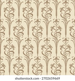 Antiguas Damask Seamless Pattern Floral Vector – un patrón sin costuras de damasco elaborado en elegante estilo floral, mostrando un patrón sin costuras de damasco refinado para una decoración clásica