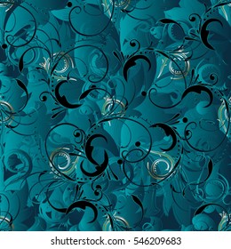 Vintage damask seamless pattern.3d floral wallpaper background illustration with antique decorative flowers,leaves and elegant  surface flourish ornaments in Baroque style.Vector luxury ornate fabric.
