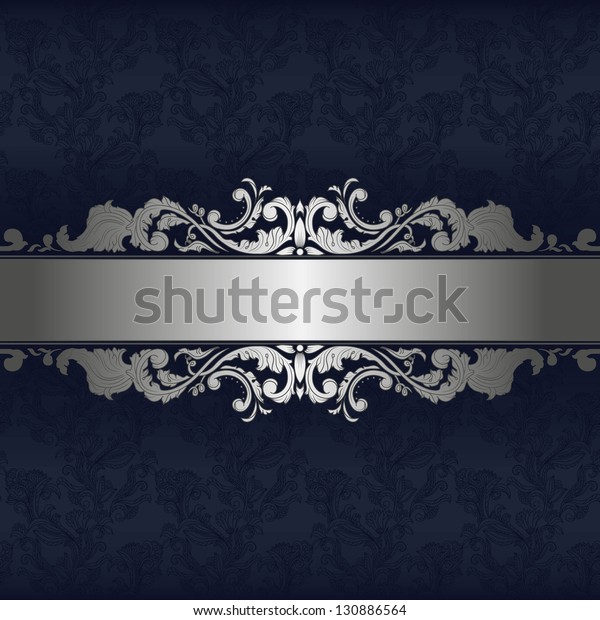 Vintage Damask Seamless Template Silver Ribbon Stock Vector (Royalty ...