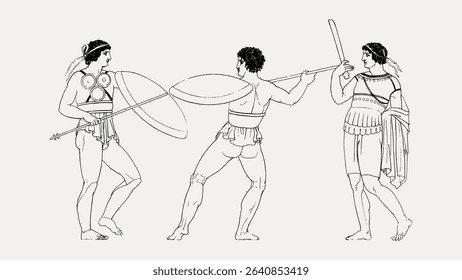 Vintage dance greek style illustration, vector element. 