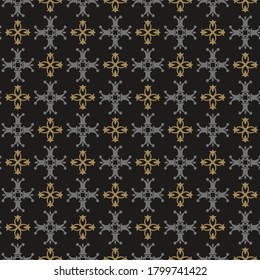 Vintage Dark Background. Seamless Patterns. Vector