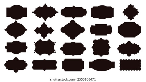 Vintage dark brown Label Shapes Collection on White Background