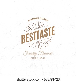 Vintage dark coffee emblem, flat retro illustration. Brown and beige colors sign. Stylized stamp of vector lettering drink. Breakfast cafe logo