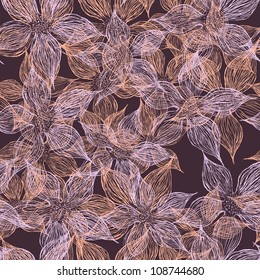 vintage dark floral seamless texture with hand drawn flower