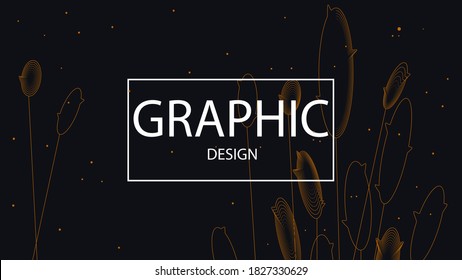 Vintage dark horizontal geometric banner. Trendy minimalist vector background with thin lines and gradient. Illustration with geometric shapes for web design, social networks in art deco style.