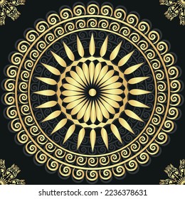 Vintage dark patten with gold  mandala, seamless pattern, vector