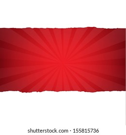 Vintage Dark Red Sunburst Background With Gradient Mesh, Vector Illustration