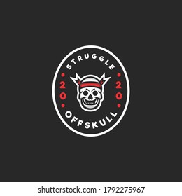 Vintage dark Skull Logo vector badge emblem design