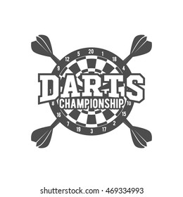 Vintage darts label, logotype, badge and design elements 