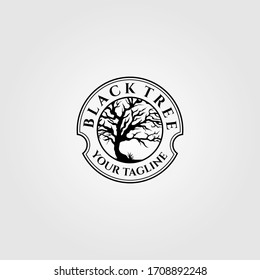 vintage dead tree circle logo vector illustration design