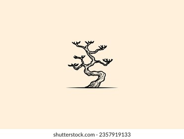 Vintage dead tree logo, logo tree without leaf. logo line, retro, modern and minimalist. editable color.