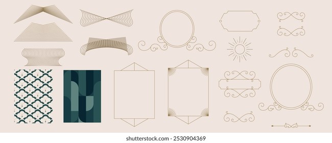Vintage deco frame and border. Abstract decoration element object