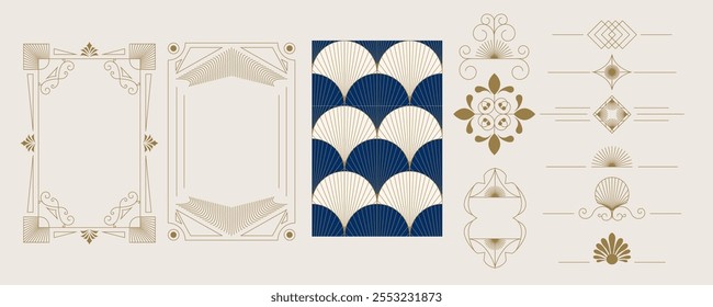 Vintage deco frame and border. Abstract decoration element object