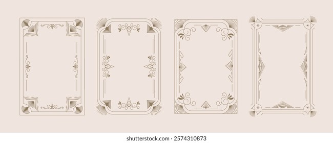 Vintage deco frame and border. Abstract decoration for vertical design