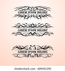 Vintage decor elements vector set. Wicker lines calligraphic elegant ornament. Restaurant Menu, Quotes, Greeting cards, Certificate and other.