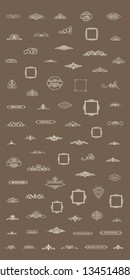 Vintage decor elements and wicker lines in vector. Decoration for logos, page, wedding album or restaurant menu in set. Calligraphic design elements
