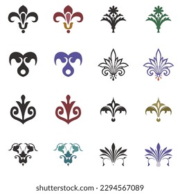 Vintage decor elements and wicker lines in vector. Decoration for logos, page, wedding album or restaurant menu in set. Calligraphic design elements.