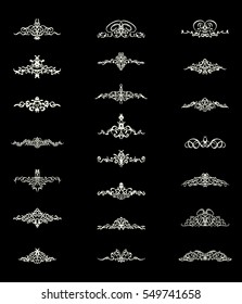 Vintage decor elements and wicker lines in vector. Decoration for logos, page, wedding album or restaurant menu in set. Calligraphic design elements