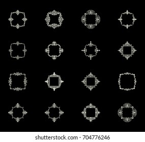 Vintage decor elements and wicker lines in vector. Decoration for logos, page, wedding album or restaurant menu in set. Calligraphic design elements