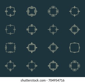 Vintage decor elements and wicker lines in vector. Decoration for logos, page, wedding album or restaurant menu in set. Calligraphic design elements