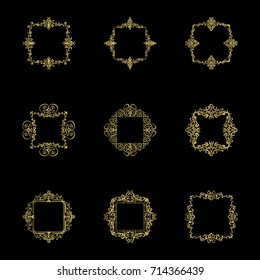 Vintage decor elements and wicker lines in vector. Decoration for logo, page, wedding album or restaurant menu in set. Calligraphic design elements