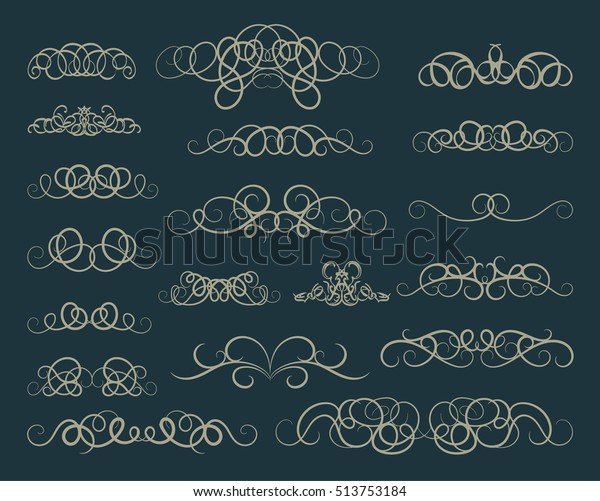 Vintage Decor Elements Wicker Vector Lines Stock Vector Royalty