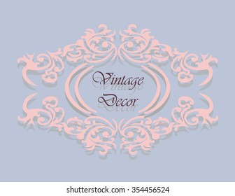 Vintage decor frame in pink. Vector
