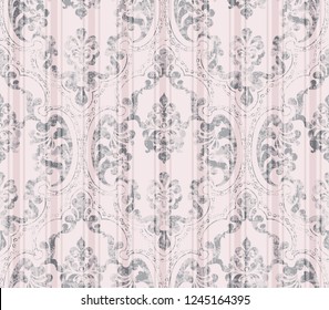 Vintage decor ornamented pattern Vector. Victorian texture. decorative design. Light pink powder color decor