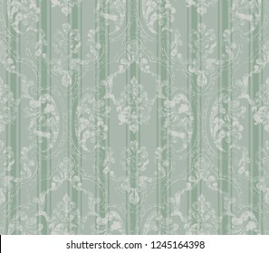 Vintage decor ornamented pattern Vector. Victorian texture. decorative design. Green color
