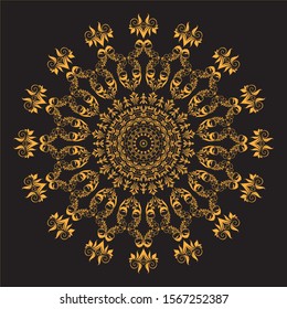 Vintage decorate element. flower mandala.set gold mandalas on black isolated bacground. Phone case print,greeting card and wallpaper.