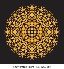 Vintage decorate element. flower mandala.set gold mandalas on black isolated bacground. Phone case print,greeting card and wallpaper.