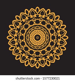 Vintage decorate element. flower mandala.set gold mandalas on black isolated bacground. Phone case print,greeting card and wallpaper.