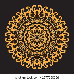 Vintage decorate element. flower mandala.set gold mandalas on black isolated bacground. Phone case print,greeting card and wallpaper.