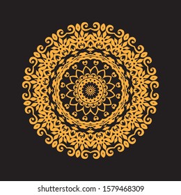 Vintage decorate element. flower mandala.set gold mandalas on black isolated bacground. Phone case print,greeting card and wallpaper.