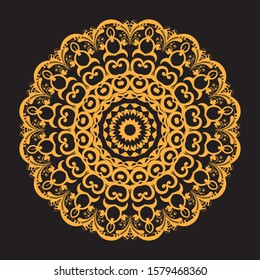 Vintage decorate element. flower mandala.set gold mandalas on black isolated bacground. Phone case print,greeting card and wallpaper.