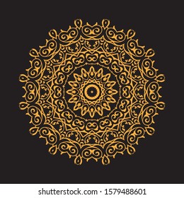 Vintage decorate element. flower mandala.set gold mandalas on black isolated bacground. Phone case print,greeting card and wallpaper.