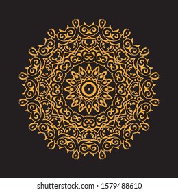 Vintage decorate element. flower mandala.set gold mandalas on black isolated bacground. Phone case print,greeting card and wallpaper.