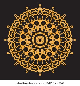 Vintage decorate element. flower mandala.set gold mandalas on black isolated bacground. Phone case print,greeting card and wallpaper.
