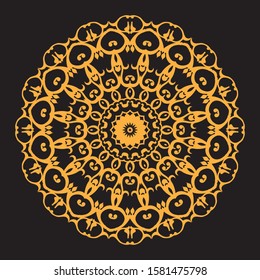 Vintage decorate element. flower mandala.set gold mandalas on black isolated bacground. Phone case print,greeting card and wallpaper.