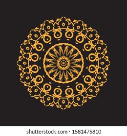 Vintage decorate element. flower mandala.set gold mandalas on black isolated bacground. Phone case print,greeting card and wallpaper.