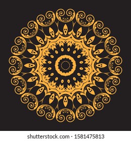 Vintage decorate element. flower mandala.set gold mandalas on black isolated bacground. Phone case print,greeting card and wallpaper.