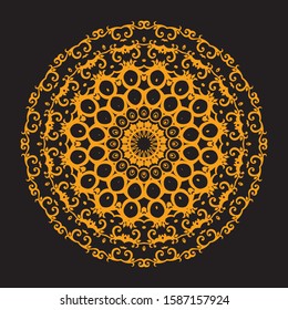 Vintage decorate element. flower mandala.set gold mandalas on black isolated bacground. Phone case print,greeting card and wallpaper.
