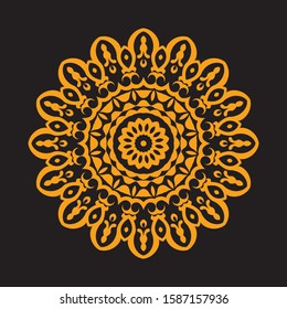 Vintage decorate element. flower mandala.set gold mandalas on black isolated bacground. Phone case print,greeting card and wallpaper.