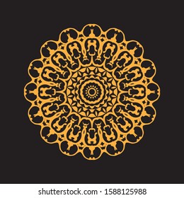 Vintage decorate element. flower mandala.set gold mandalas on black isolated bacground. Phone case print,greeting card and wallpaper.