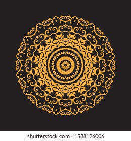 Vintage decorate element. flower mandala.set gold mandalas on black isolated bacground. Phone case print,greeting card and wallpaper.