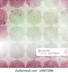 Vintage decorated seamless background with lovely lace ornamental illustration.