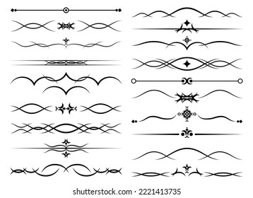 Vintage decoration, calligraphic ornament, corners and dividers vector illustration