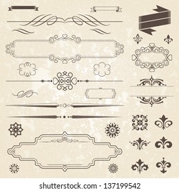 Vintage Decoration Design Elements With Page Decor